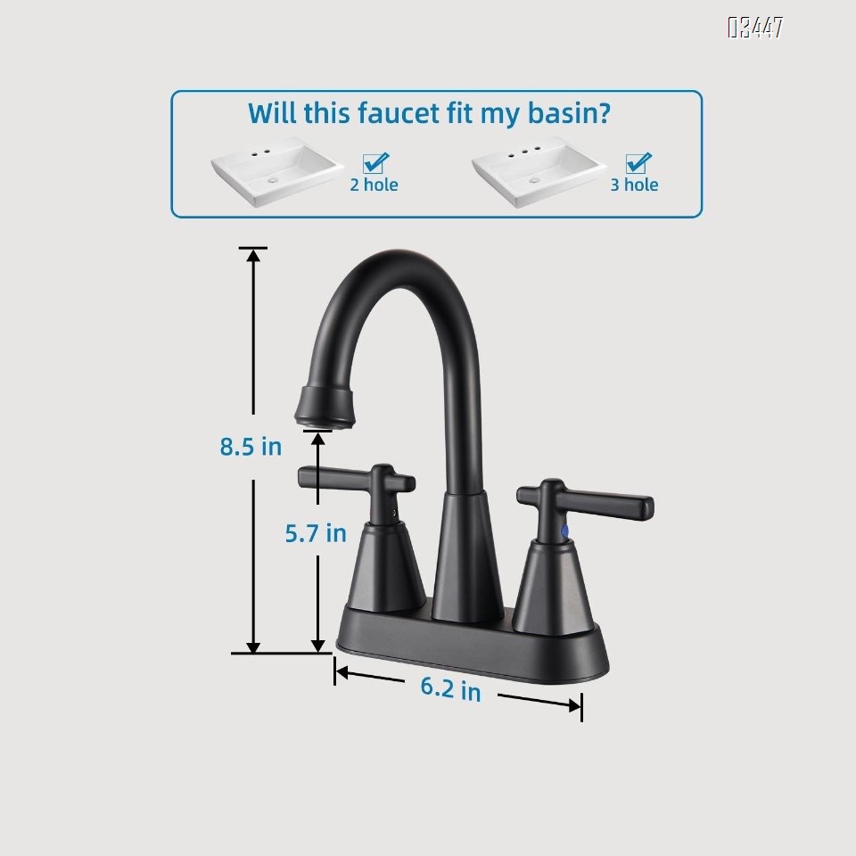 2 Handles Kitchen Faucet for 3 Hole Sink, 8.5 Inch 360° Rotating Spout Kitchen Sink Faucet for Wet Bar Kitchen Bathroom Laundry
