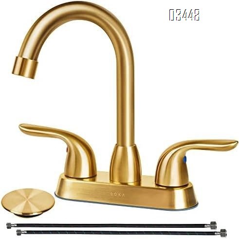 Bathroom Faucets with Pop up Drain , Lead-Free Stainless Steel 2 Handle Centerset Faucet for Vanity, RV