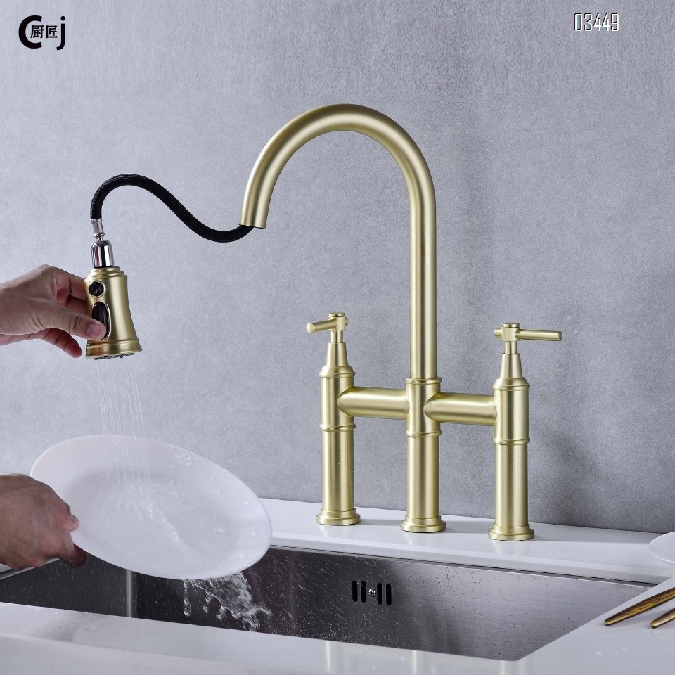 Bathroom Faucets with Pop up Drain , Lead-Free Stainless Steel 2 Handle Centerset Faucet for Vanity, RV