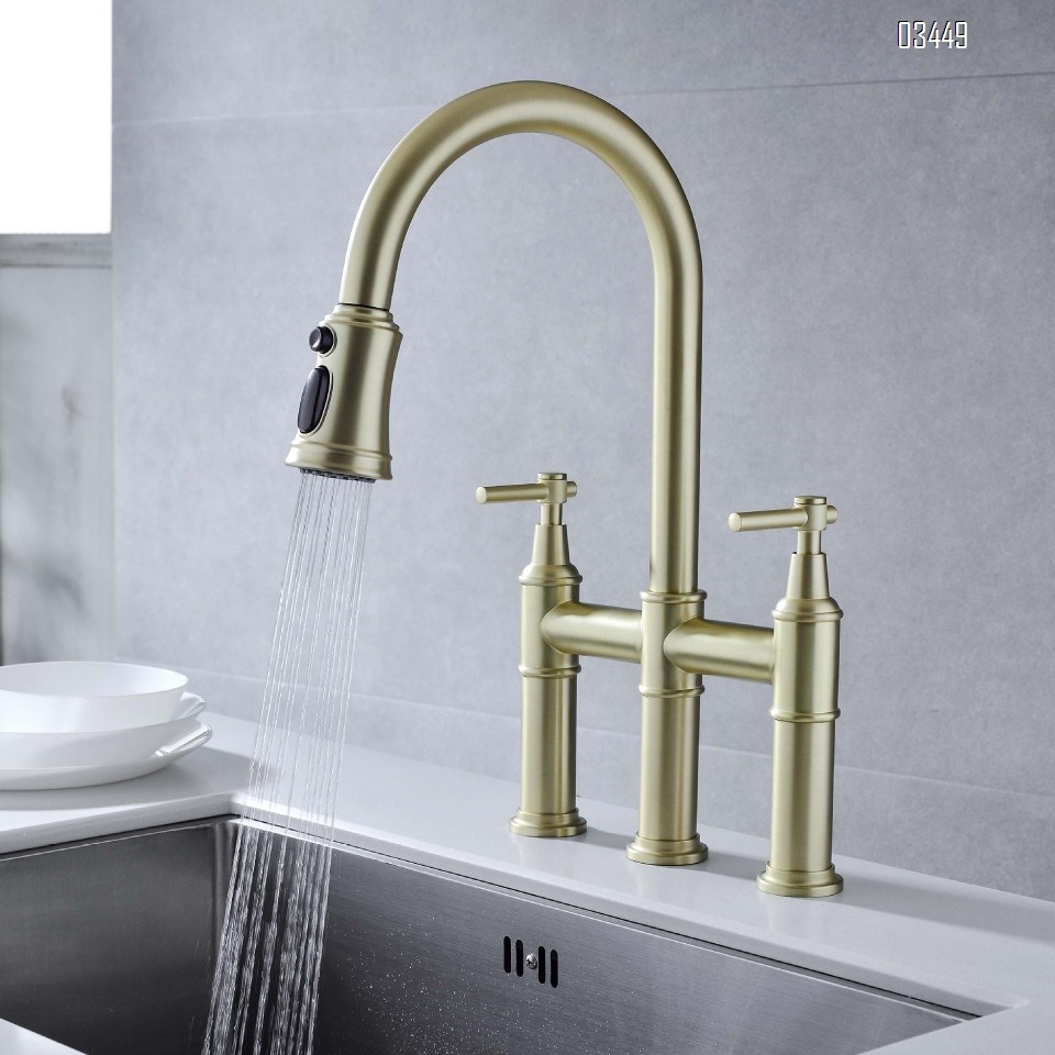 Bathroom Faucets with Pop up Drain , Lead-Free Stainless Steel 2 Handle Centerset Faucet for Vanity, RV