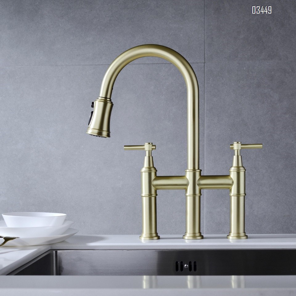 Bathroom Faucets with Pop up Drain , Lead-Free Stainless Steel 2 Handle Centerset Faucet for Vanity, RV