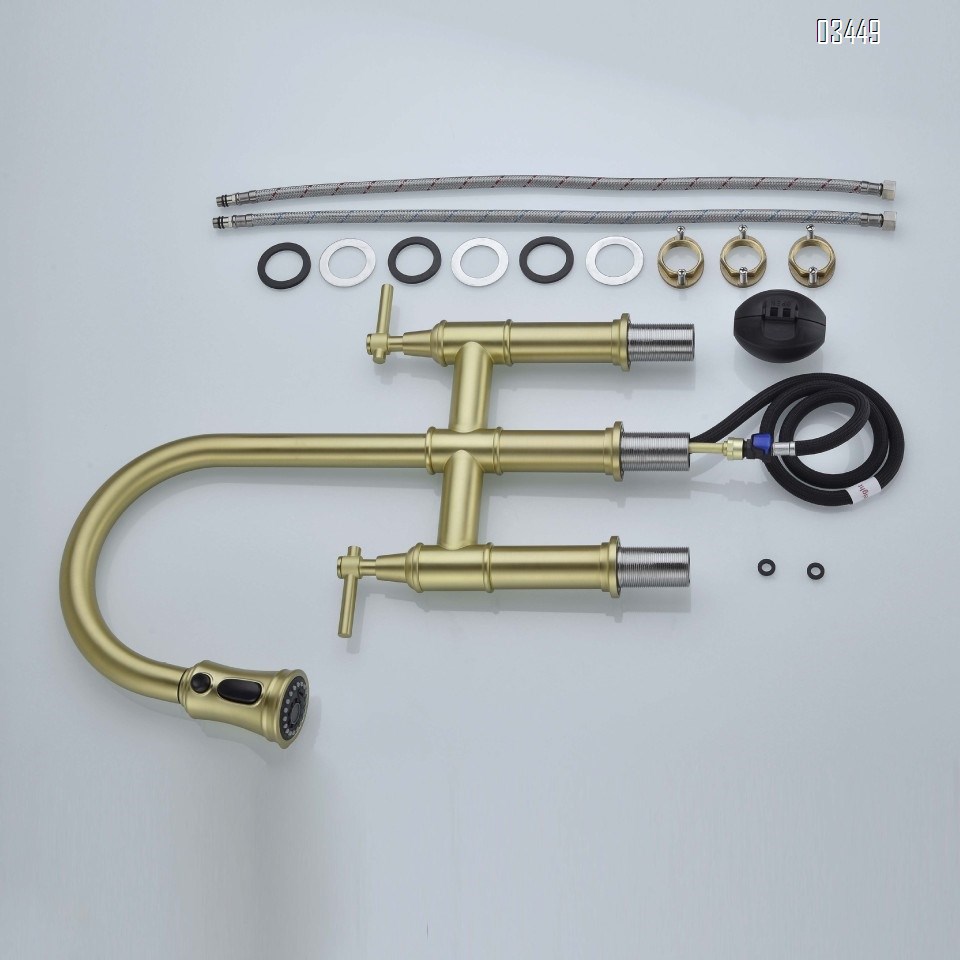 Bathroom Faucets with Pop up Drain , Lead-Free Stainless Steel 2 Handle Centerset Faucet for Vanity, RV