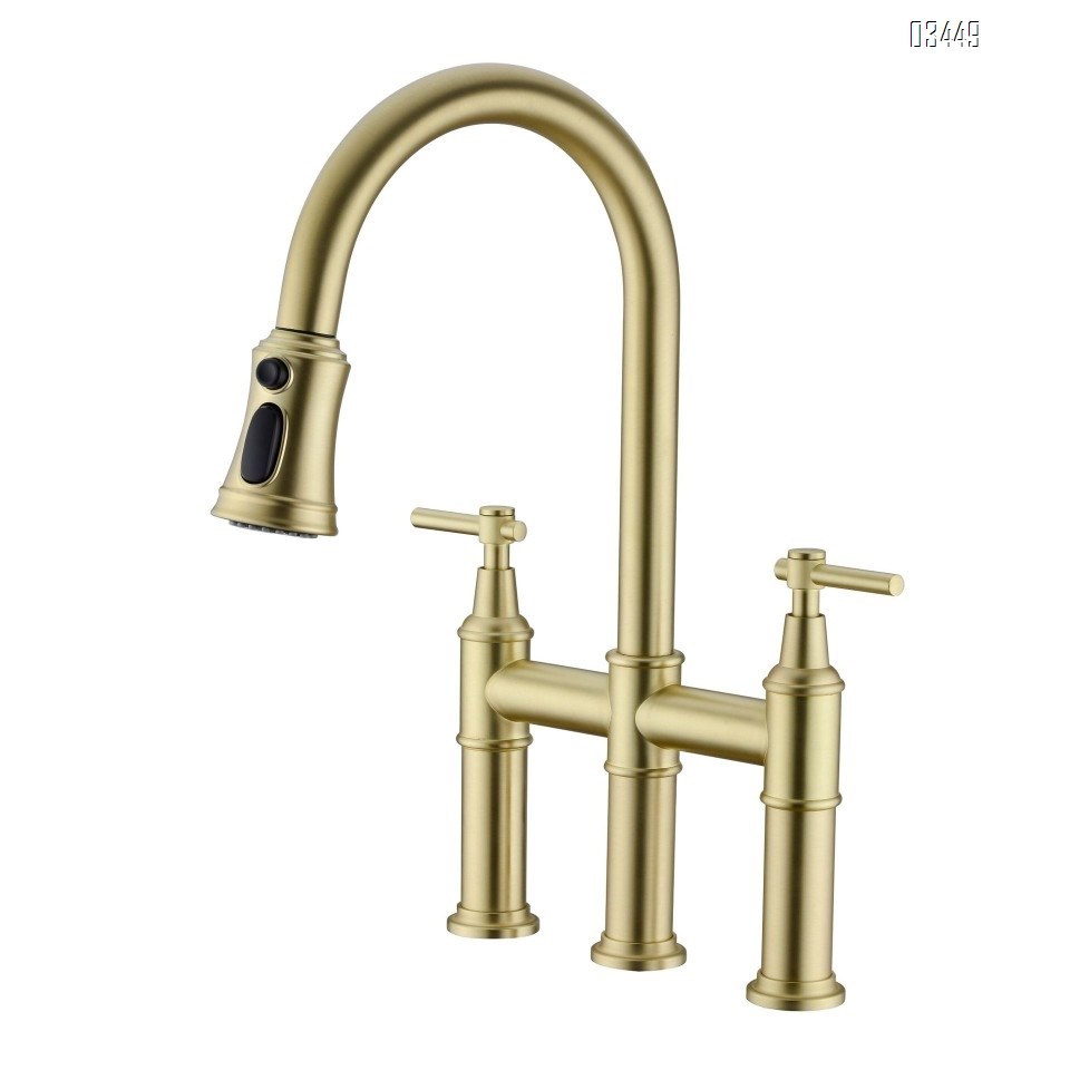 Bathroom Faucets with Pop up Drain , Lead-Free Stainless Steel 2 Handle Centerset Faucet for Vanity, RV