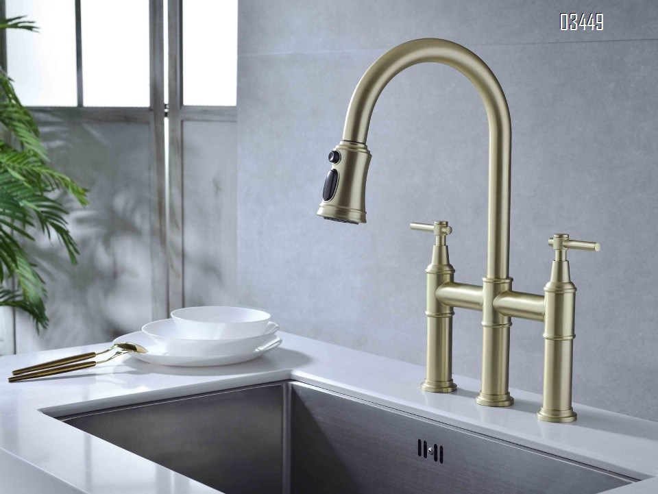 Bathroom Faucets with Pop up Drain , Lead-Free Stainless Steel 2 Handle Centerset Faucet for Vanity, RV