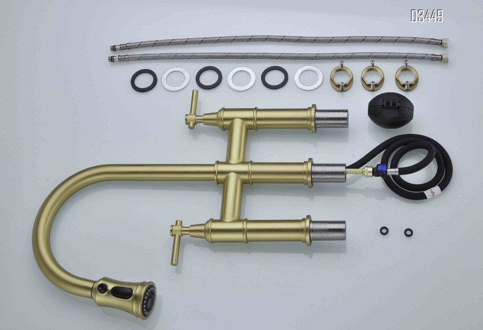 Bathroom Faucets with Pop up Drain , Lead-Free Stainless Steel 2 Handle Centerset Faucet for Vanity, RV