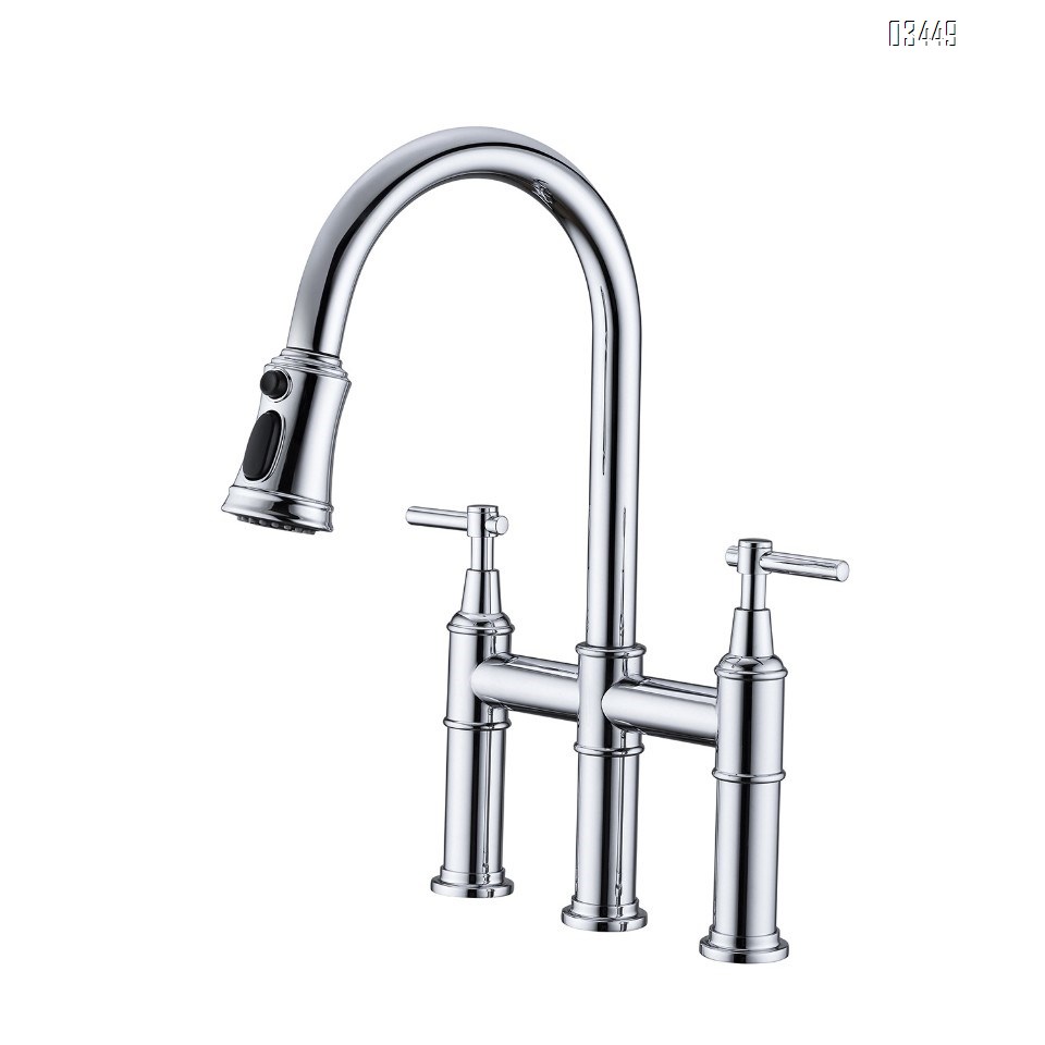 Bathroom Faucets with Pop up Drain , Lead-Free Stainless Steel 2 Handle Centerset Faucet for Vanity, RV