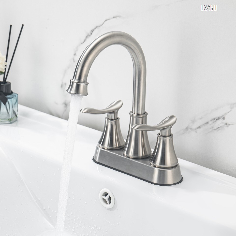 Bathroom Sink Faucet, Bathroom Faucet 3 Hole, Faucet for Sink 2 Handle Centerset with Pop up Drain,Brushed