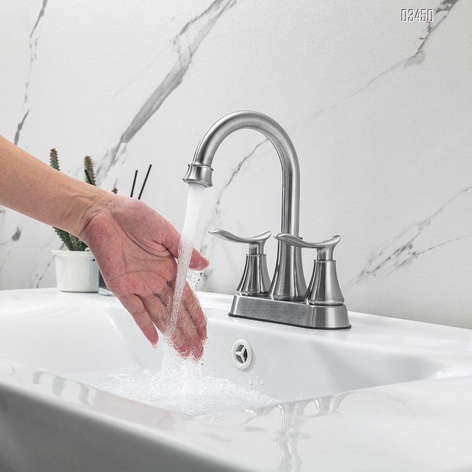 Bathroom Sink Faucet, Bathroom Faucet 3 Hole, Faucet for Sink 2 Handle Centerset with Pop up Drain,Brushed