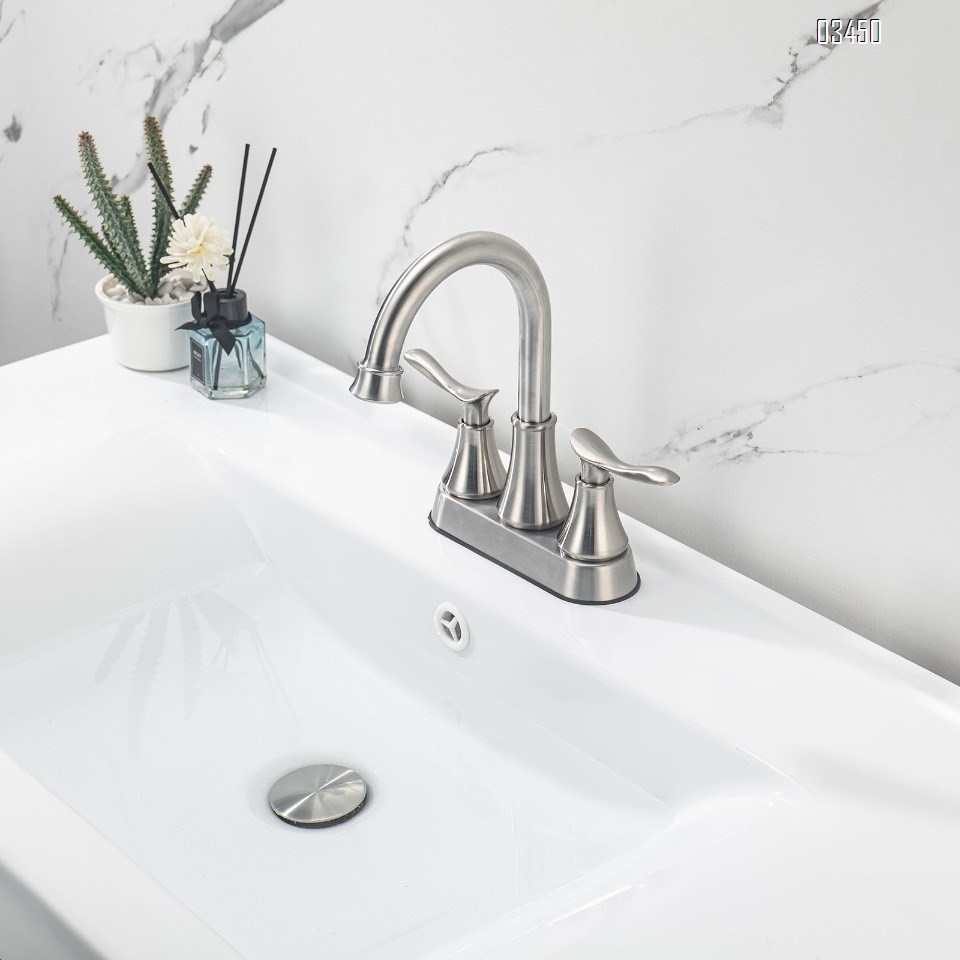 Bathroom Sink Faucet, Bathroom Faucet 3 Hole, Faucet for Sink 2 Handle Centerset with Pop up Drain,Brushed