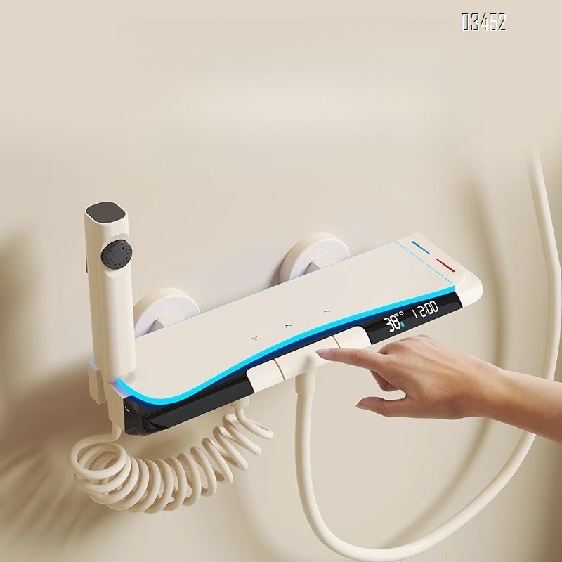 Brass Simple shower head set piano key white home bathroom shower washroom ceilingless spray shower head full Tap