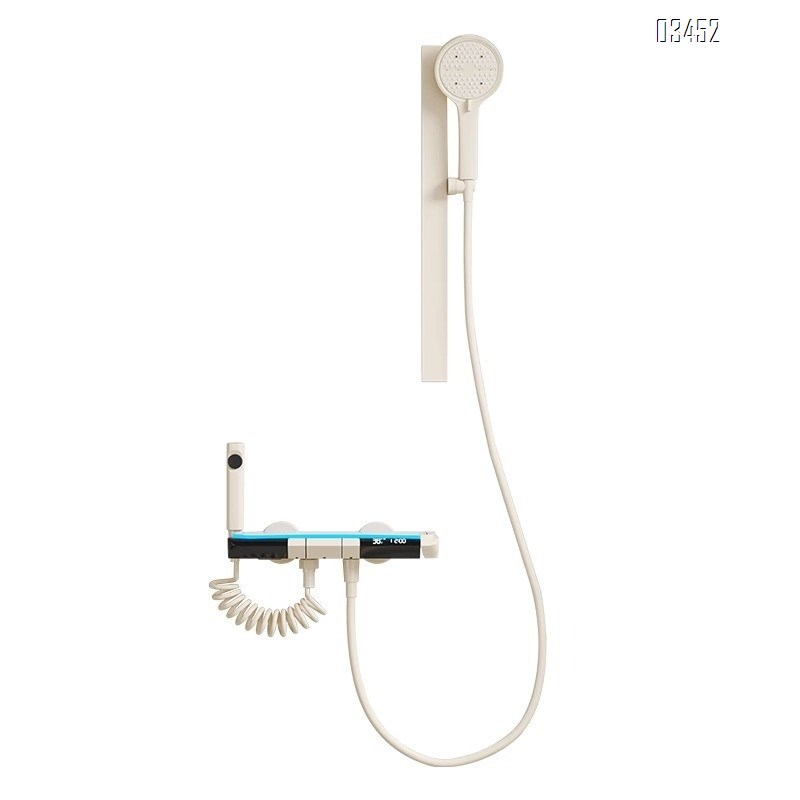 Brass Simple shower head set piano key white home bathroom shower washroom ceilingless spray shower head full Tap