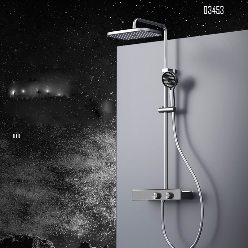 Light luxury shower head set for home bathroom gun gray shower head bathroom pressure display rain shower head sprayer