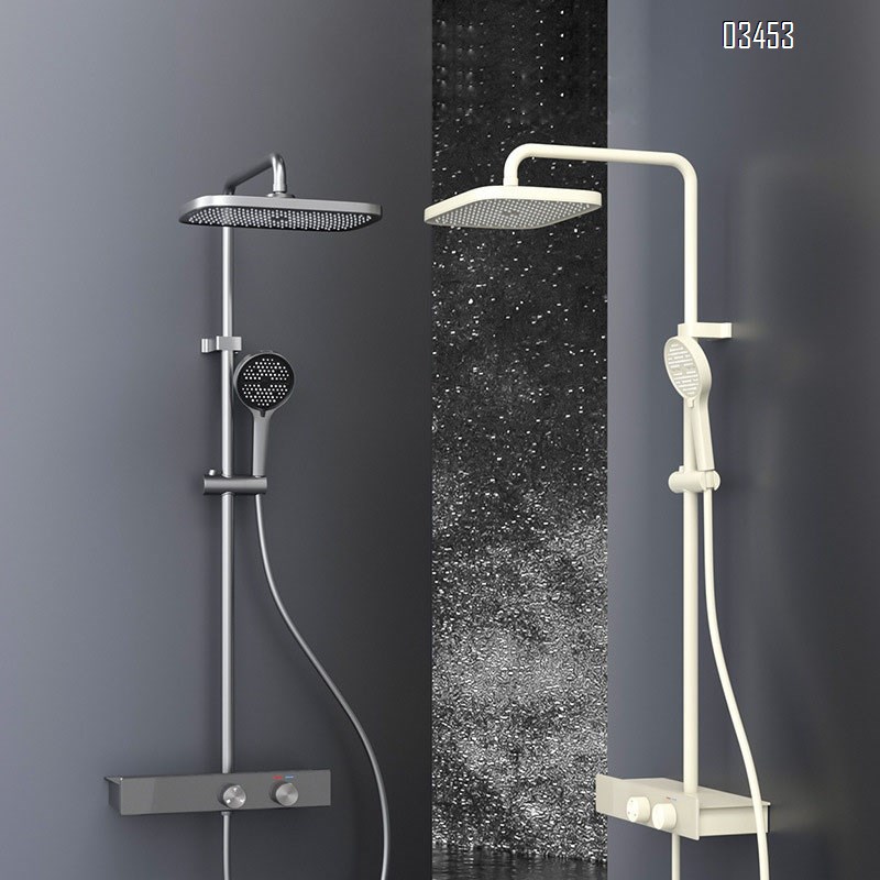 Light luxury shower head set for home bathroom gun gray shower head bathroom pressure display rain shower head sprayer