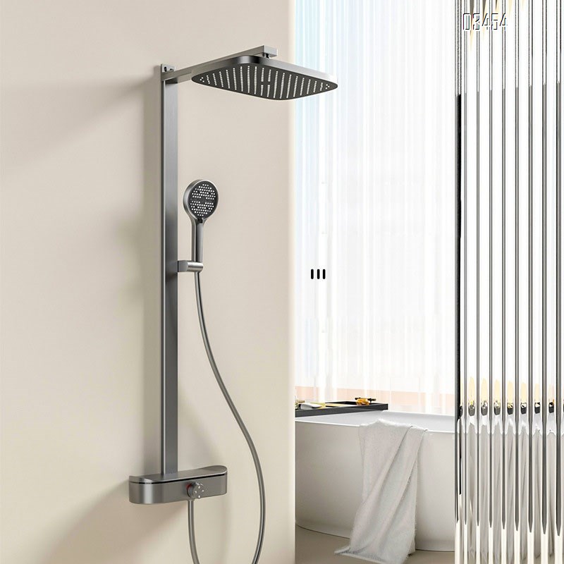 Gun gray new shower head set faucet with three functions large ceiling spray high-end large storage simple cold and hot Tap