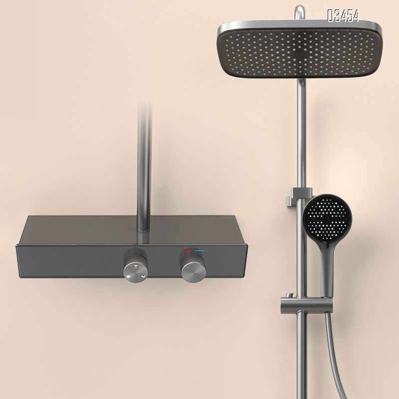 Gun gray new shower head set faucet with three functions large ceiling spray high-end large storage simple cold and hot Tap