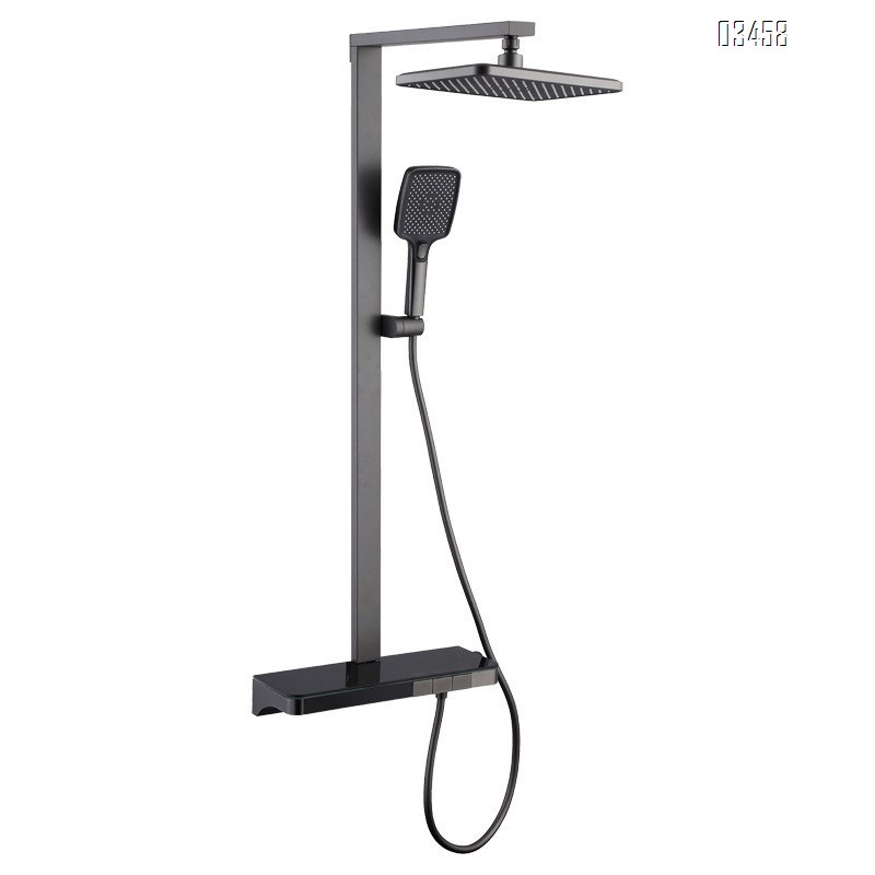 Wall-mounted home shower head set large handle gun gray cold and hot digital display bathroom and toilet accessories complete set of shower