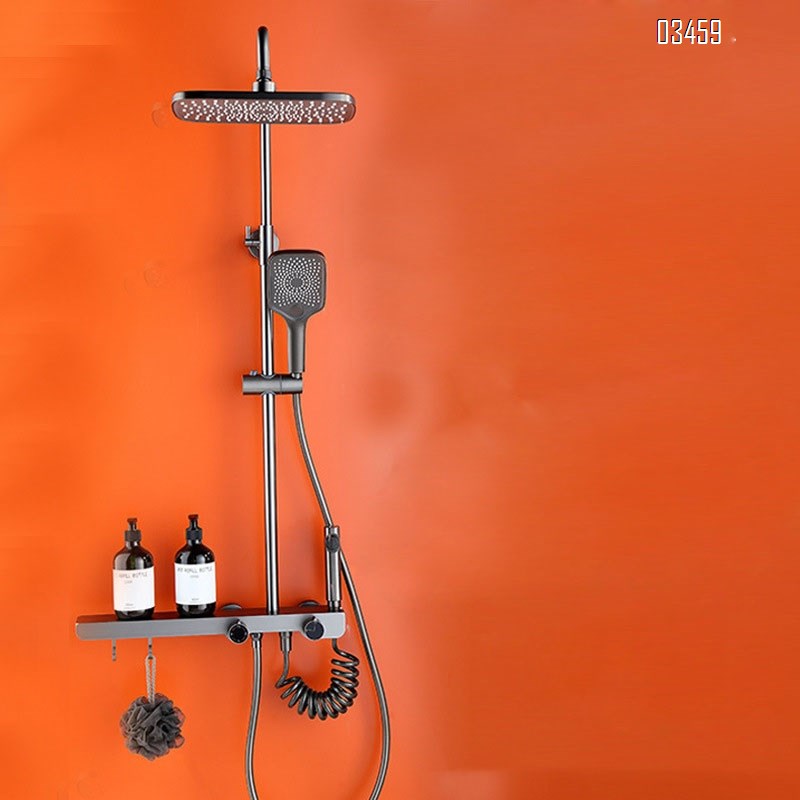 Shower Head Set Full Brass Moon Starry Sky Pressure Spray Gun Grey Home Bathroom Simple  cold and hot Shower Tap