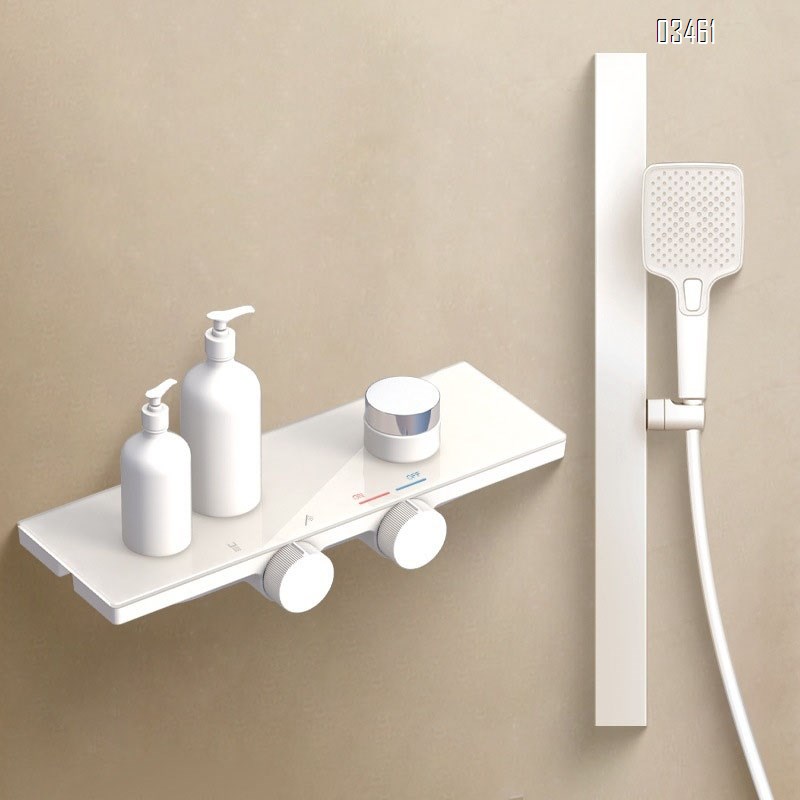 Bathtub cold and hot shower head set two-function hand-held shower with simple lifting rod and liquid silicone shower head