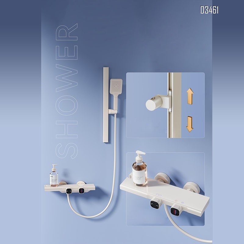 Bathtub cold and hot shower head set two-function hand-held shower with simple lifting rod and liquid silicone shower head