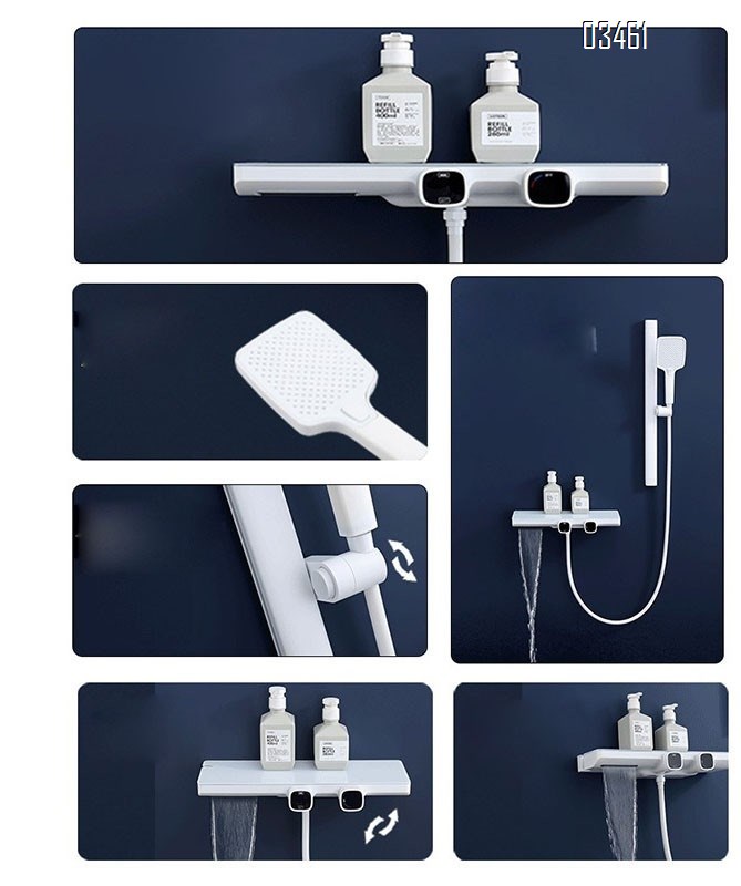 Bathtub cold and hot shower head set two-function hand-held shower with simple lifting rod and liquid silicone shower head