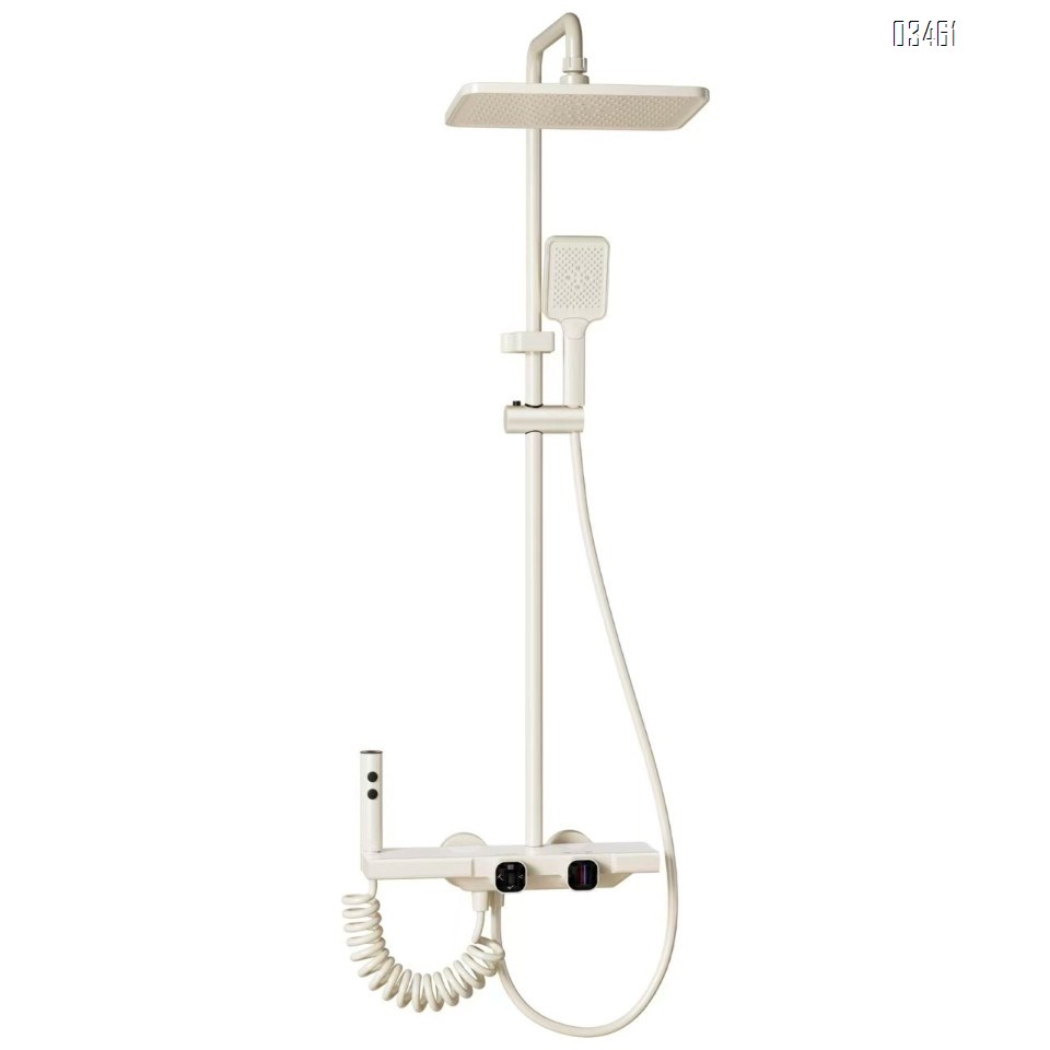 Bathtub cold and hot shower head set two-function hand-held shower with simple lifting rod and liquid silicone shower head