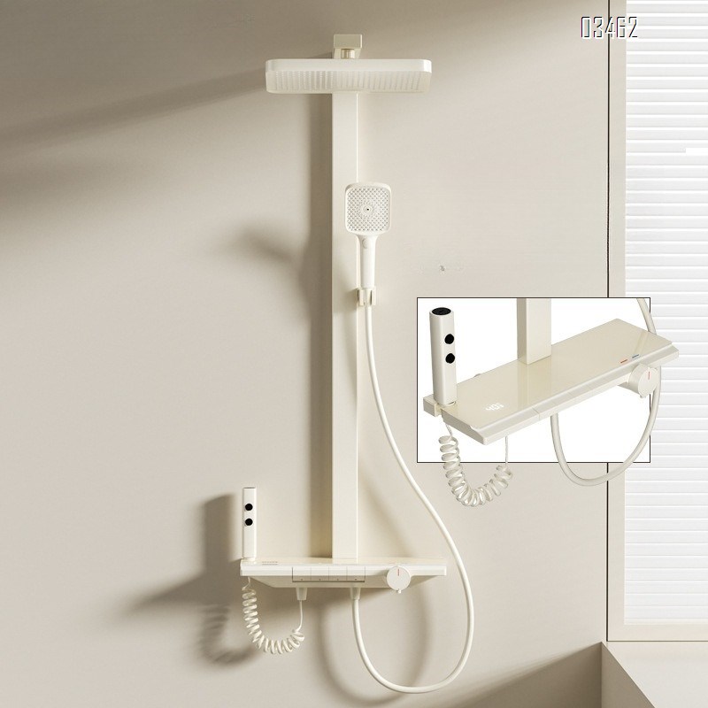 Brass cream white shower head set thermositatic shower head set Pressure spray head set Wall-mounted shower head set