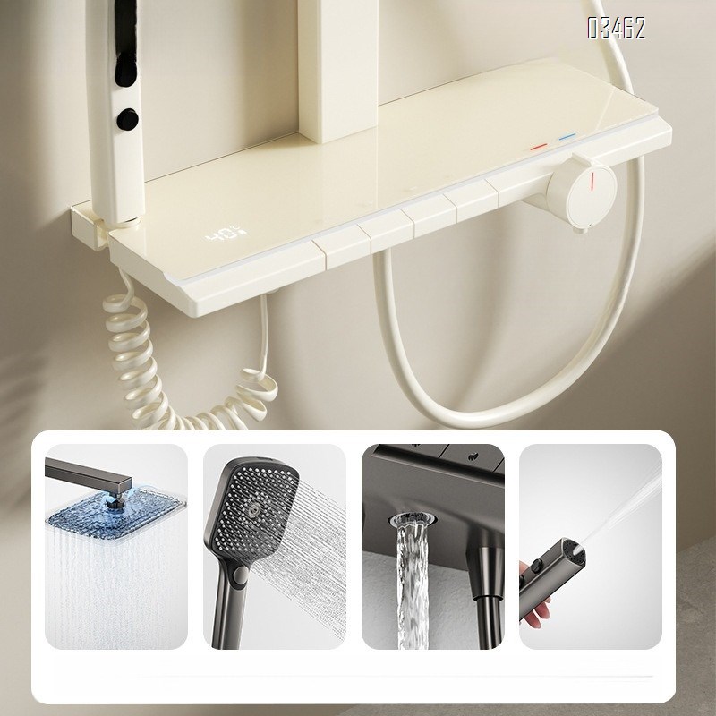 Brass cream white shower head set thermositatic shower head set Pressure spray head set Wall-mounted shower head set