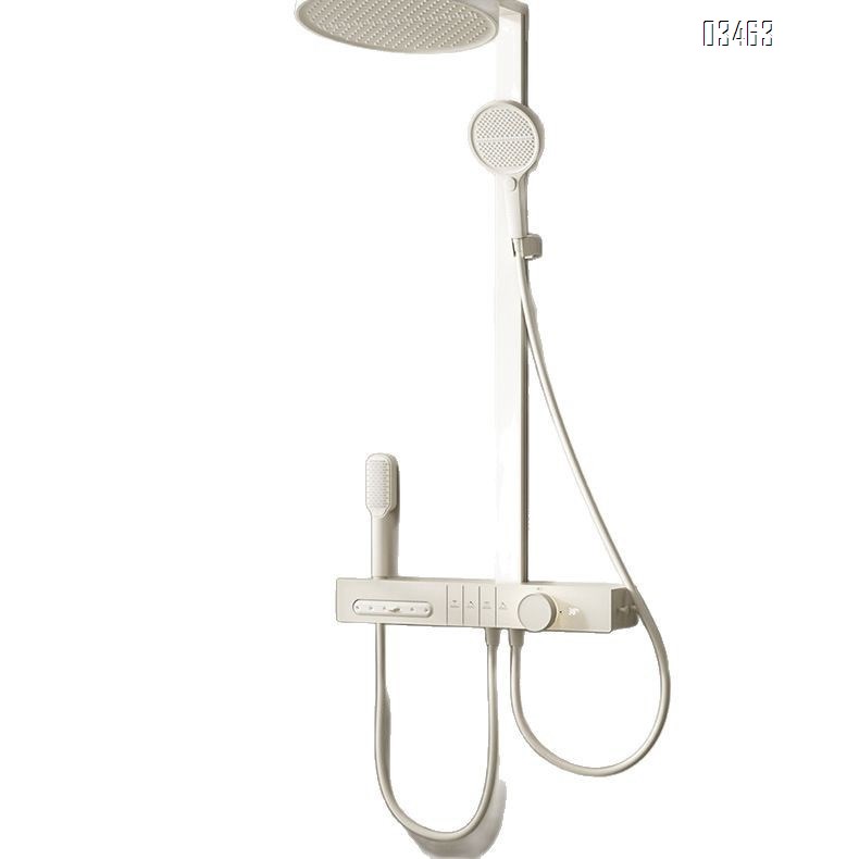 Brass digital display cream white beauty shower head set for home bathroom with large Top spray shower to increase pressure