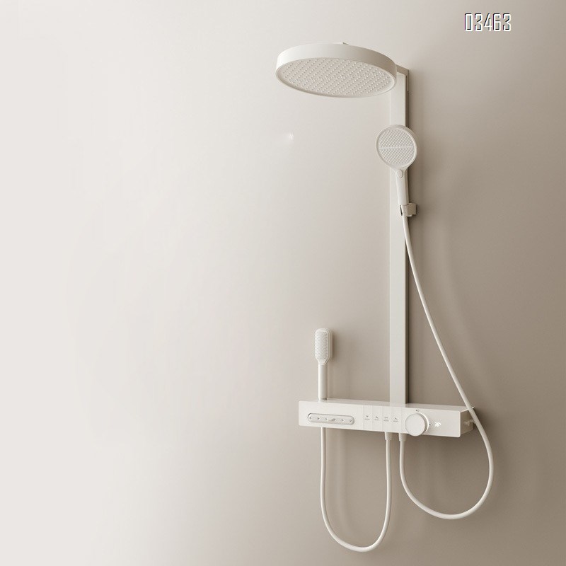Brass digital display cream white beauty shower head set for home bathroom with large Top spray shower to increase pressure
