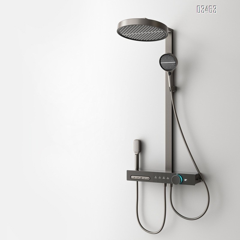 Brass digital display cream white beauty shower head set for home bathroom with large Top spray shower to increase pressure