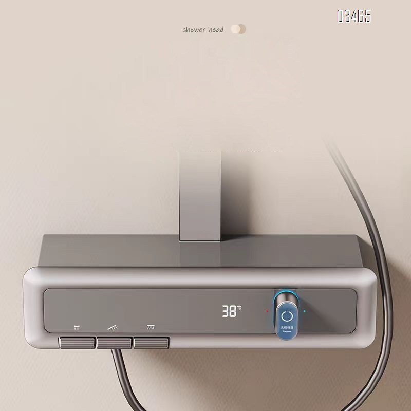 New Brass shower head set with lifting and pressure atmosphere light tempered glass splash-proof home shower device