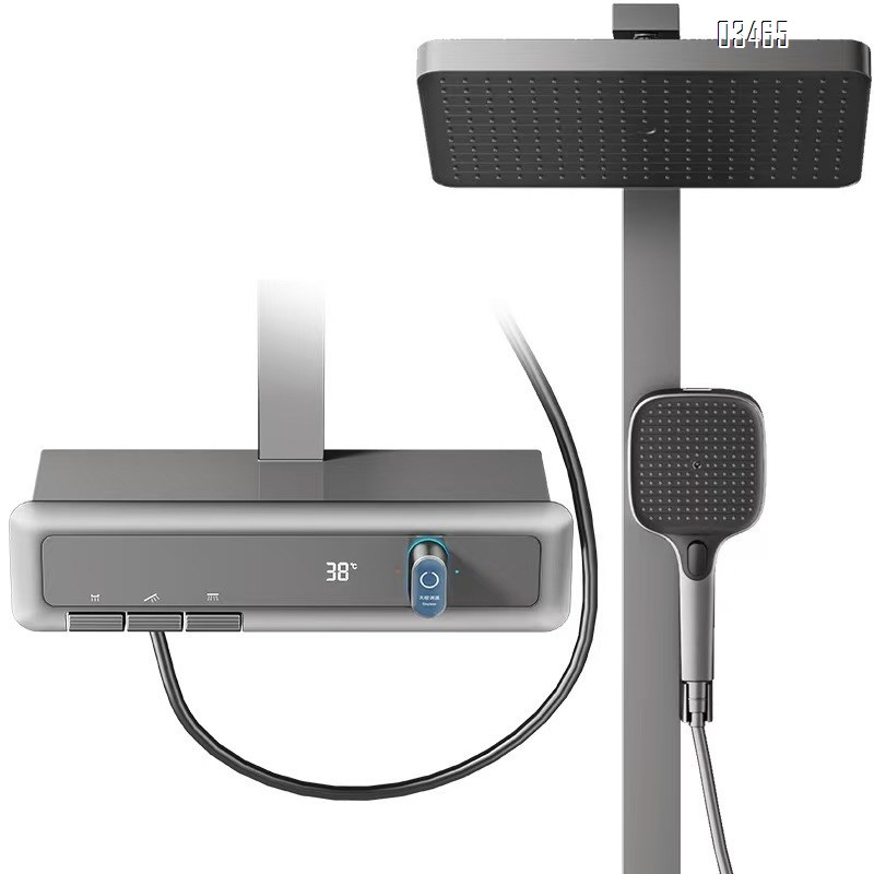 New Brass shower head set with lifting and pressure atmosphere light tempered glass splash-proof home shower device