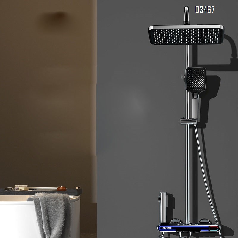 Shower Head Set for Home Bathroom Gunmetal Grey Shower Head with Constant Temperature Rain Spray Head Tap