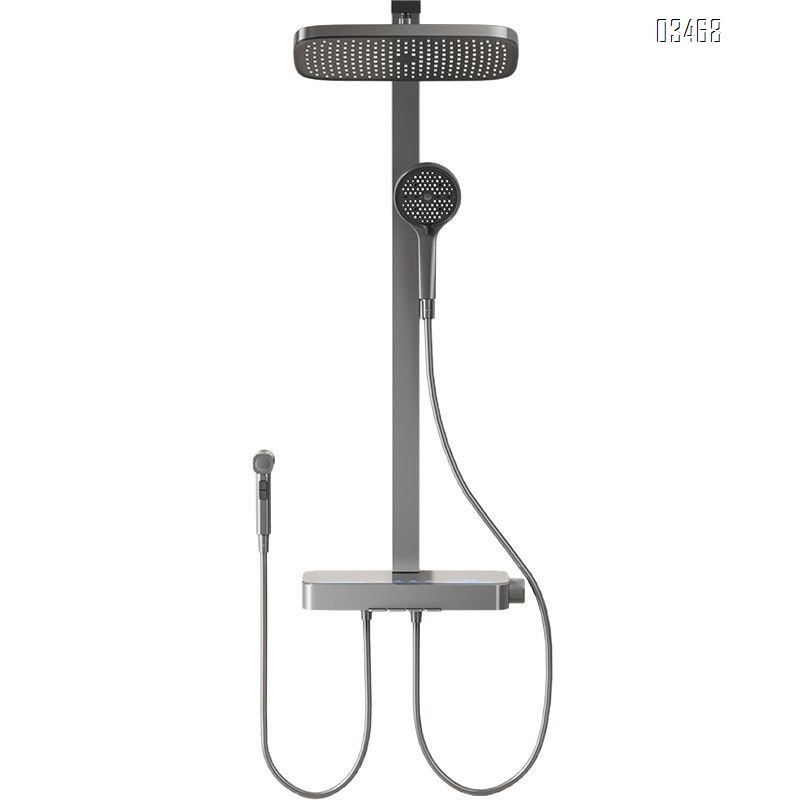 Full Brass gunmetal grey shower faucet set home use cold and hot bathroom faucet grey spray head shower combination