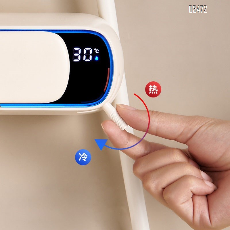 White Shower Head Set with Digital Thermostatic Temperature Control Brass Tap Square Shower Set for Bathroom Water Pressure