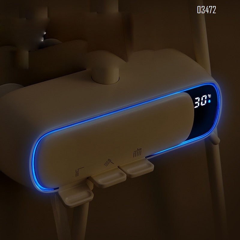 White Shower Head Set with Digital Thermostatic Temperature Control Brass Tap Square Shower Set for Bathroom Water Pressure