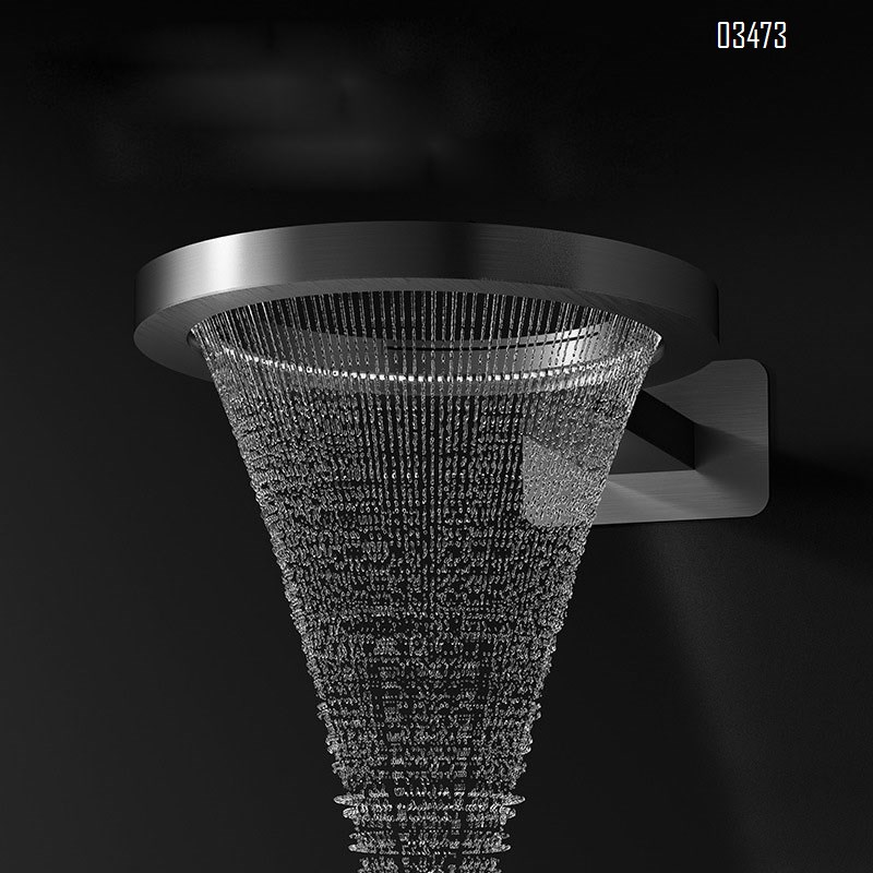 Wall mounted High-end Mode Full Brass Built-in Shower Set | Creative Basketball Hoop Ceiling Spray Digital Thermostatic Temperature