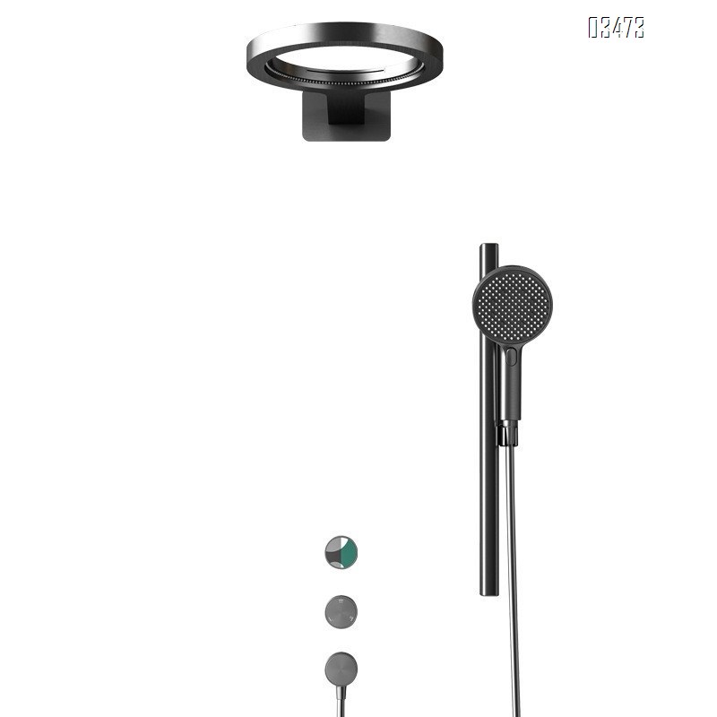 Wall mounted High-end Mode Full Brass Built-in Shower Set | Creative Basketball Hoop Ceiling Spray Digital Thermostatic Temperature