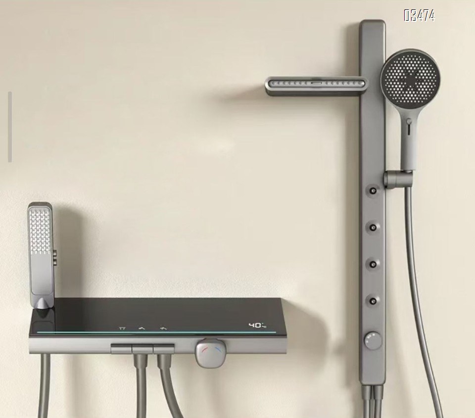 Brass Multi-functional shower head set with lift waist spray separate cold and hot design for small apartments piano key style