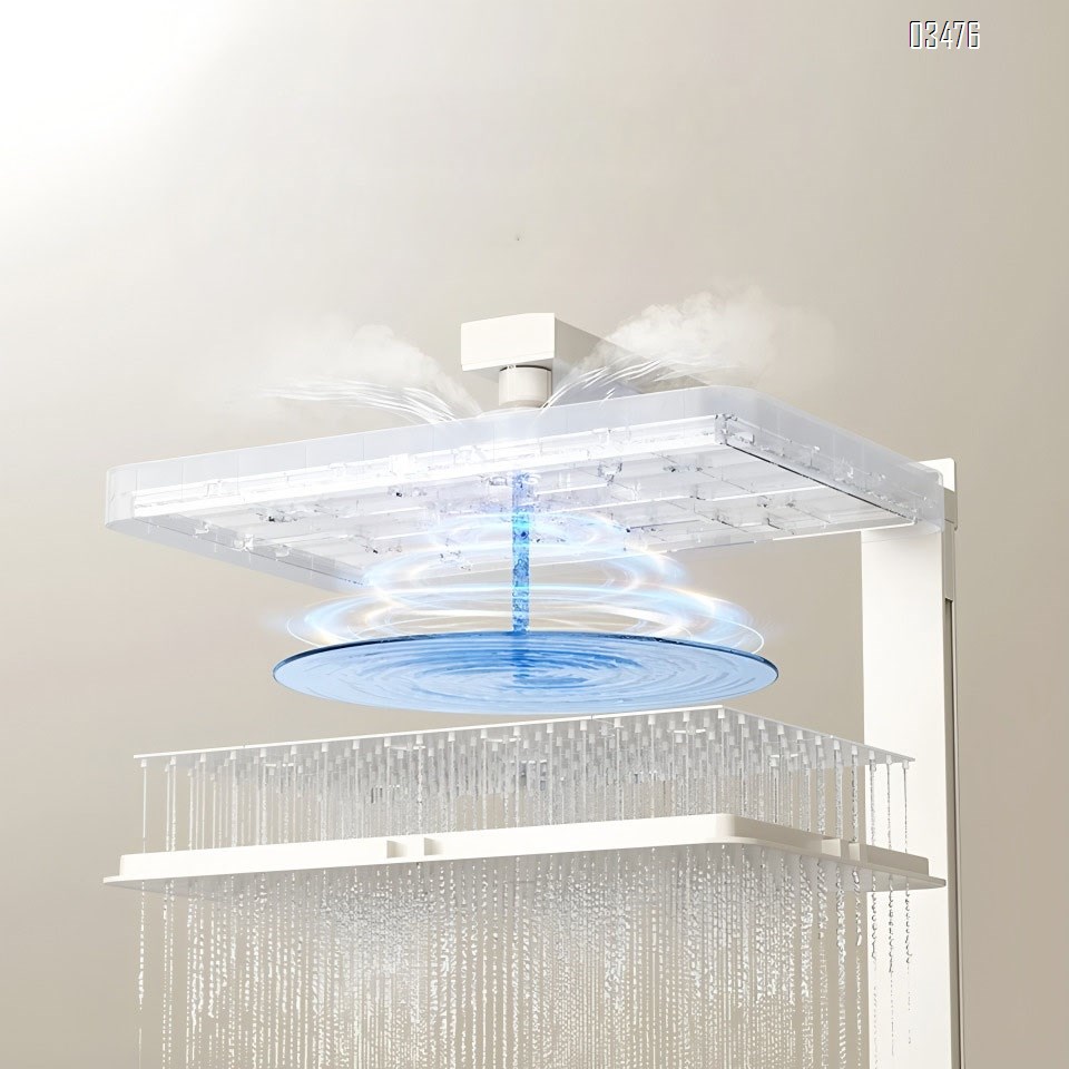 Gun gray thermostatic shower set with pressure-increasing wall-mounted Brass large storage design and button water outlet