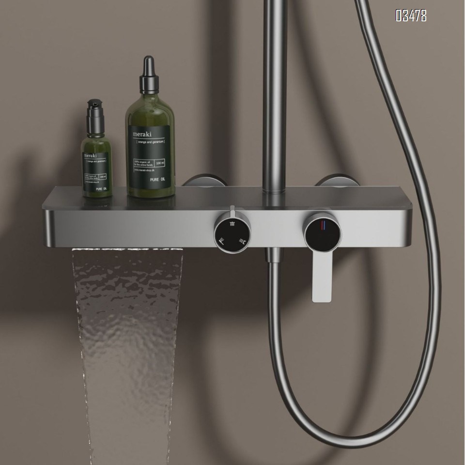 Brass New shower head set for home use with a pressure gun grey waterfall cold and hot storage and a bath shower