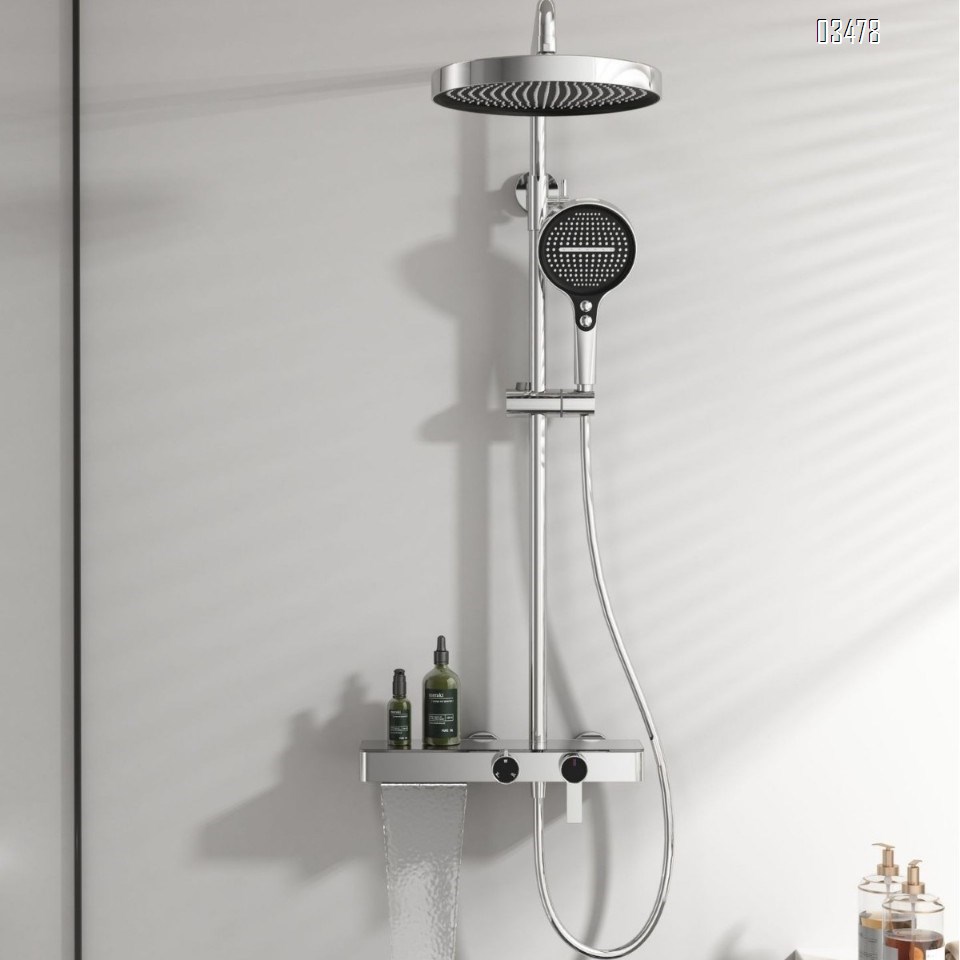 Brass New shower head set for home use with a pressure gun grey waterfall cold and hot storage and a bath shower