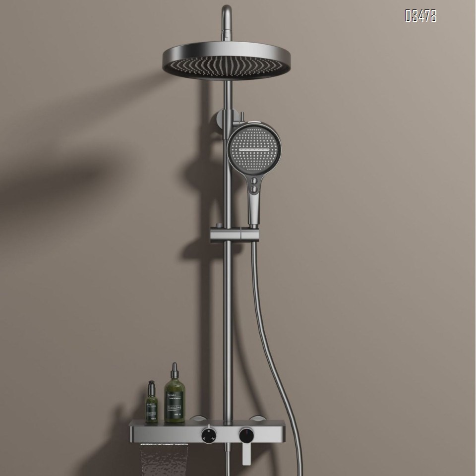 Brass New shower head set for home use with a pressure gun grey waterfall cold and hot storage and a bath shower