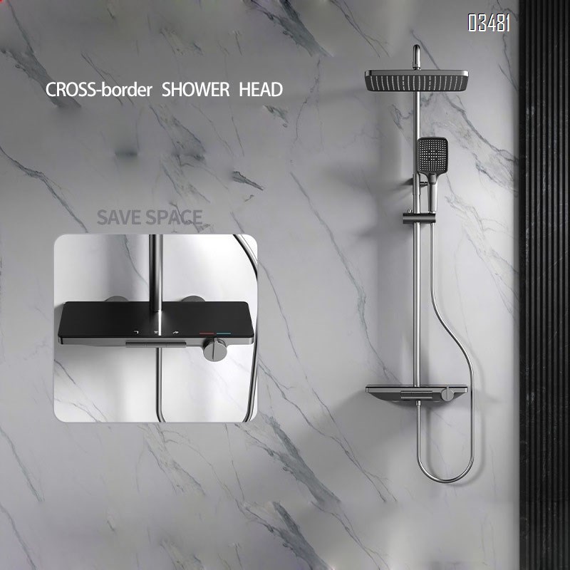 Brass Shower Head Set for Home Bathroom Cold and Hot Water Rain Shower with Copper Three-Function Shower Head Set