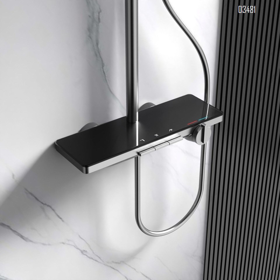 Brass Shower Head Set for Home Bathroom Cold and Hot Water Rain Shower with Copper Three-Function Shower Head Set