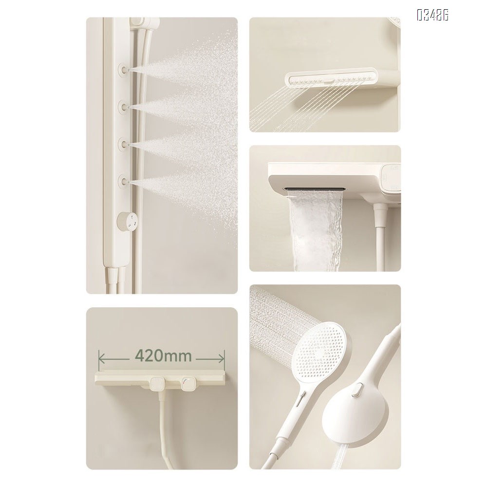 white small apartment without ceiling spray thermostatic simple shower wall waist spray Brass shower head set