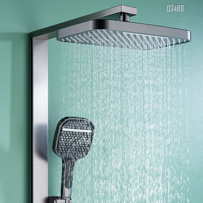 Gun gray Brass shower head set cold and hot shower head home use luxury pressure-increasing shower set