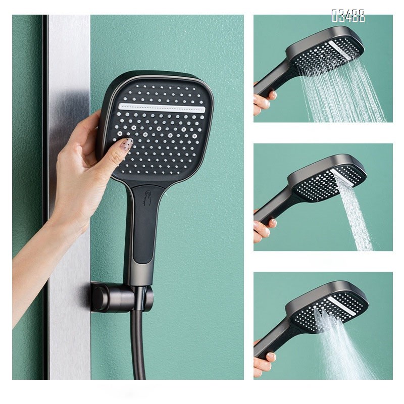 Gun gray Brass shower head set cold and hot shower head home use luxury pressure-increasing shower set