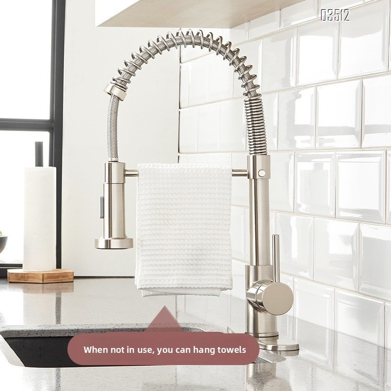 Kitchen Faucet with Pull Down Sprayer Brass 1 Handle Pull Out Spring Sink Faucets 1 Hole Dual Function for Farmhouse Camper