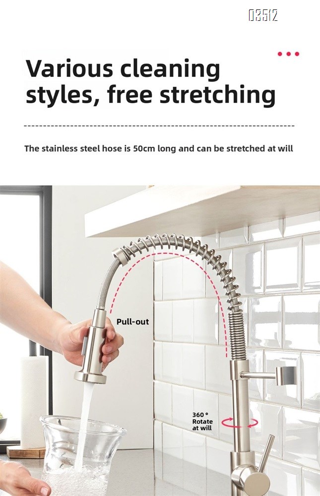 Kitchen Faucet with Pull Down Sprayer Brass 1 Handle Pull Out Spring Sink Faucets 1 Hole Dual Function for Farmhouse Camper